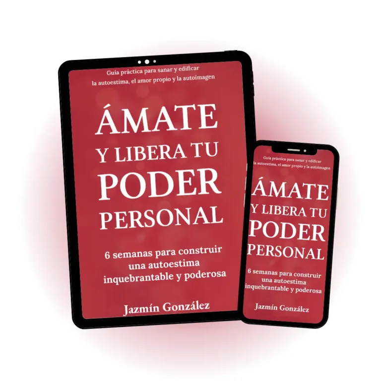 Imagen de la muestra descargable del libro "Ámate y libera tu poder personal" de Jazmín González, mostrando portada y diseño interior para lectores interesados en autoestima, empoderamiento y desarrollo personal.