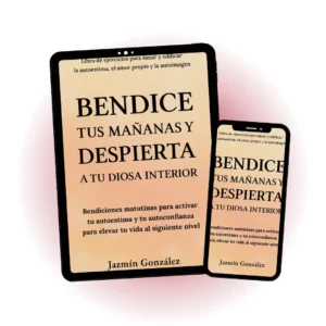 Imagen de la muestra descargable del libro "Bendice tus mañanas y despierta a tu diosa interior" de Jazmín González, mostrando portada y diseño interior para lectores interesados en espiritualidad, empoderamiento y desarrollo personal.