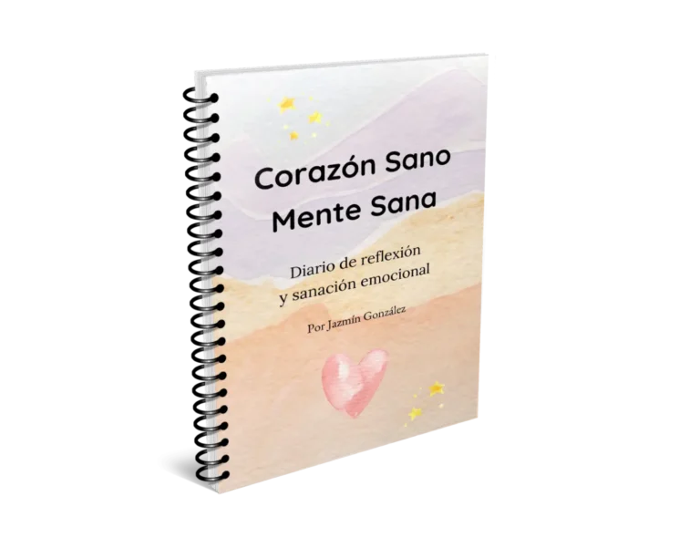 Diario con encuadernación espiral "Corazón Sano. Mente Sana" de Jazmín González, diario de reflexiones y sanación emocional
