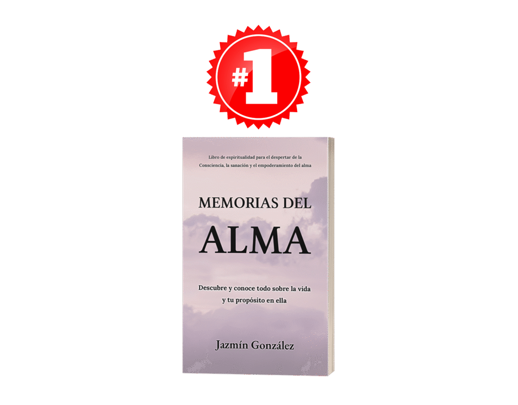 Mockup del libro 'Memorias del alma' con el logo 'Número uno', imagen de la sección de libros más vendidos de la autora Jazmín González