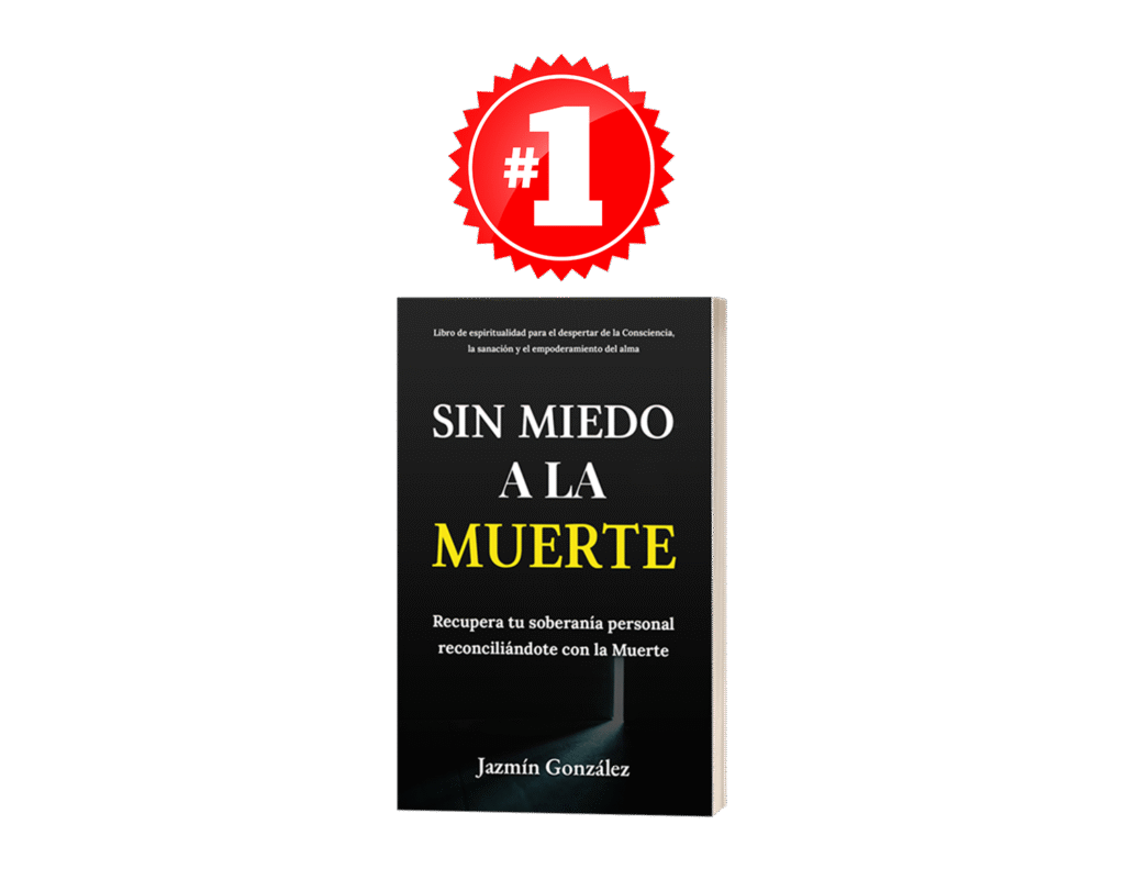 Mockup del libro 'Sin miedo a la muerte' con el logo 'Número uno', imagen de la sección de libros más vendidos de la autora Jazmín González